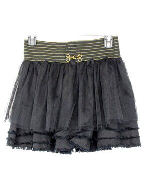 SALE! Ruffle Goth Black Gold Short Mini Skirt